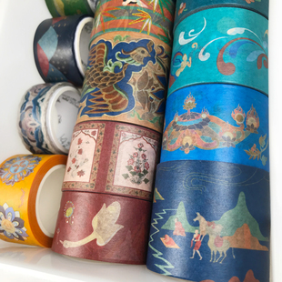 博物院清仓胶带整卷敦煌纪念品烫金和纸胶带装饰贴纸手账中国风