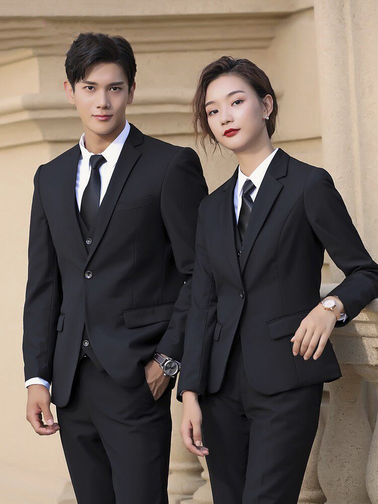 职业西装外套女士黑色西服套装务员银行工作服商务气质面试正装