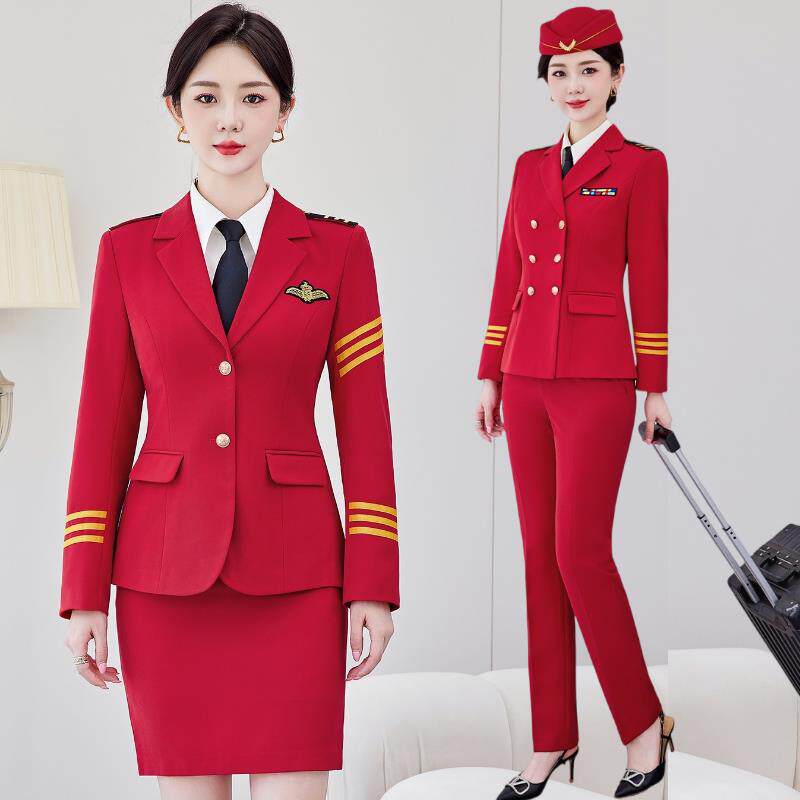 红色军鼓队演出服新款套装空姐制服鼓号队婚庆敲鼓服锣鼓队表演服