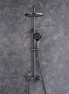 LANCE拉丝枪灰色淋浴花洒套装全铜冷热水龙头星雨喷头