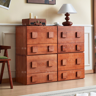 中古风实木卡门电视柜多功能组合柜模块边柜卧室客厅储物柜小户型