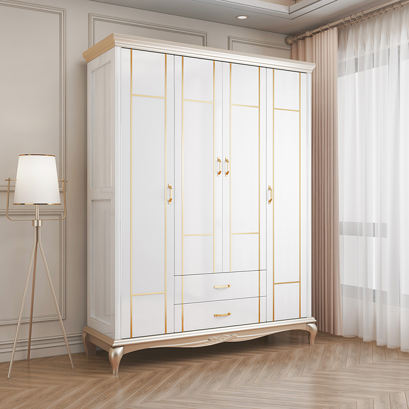 美式轻奢实木门小户型组合衣柜