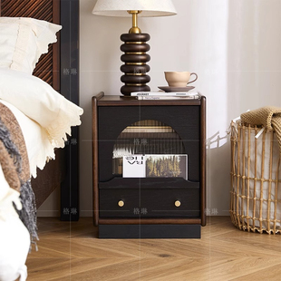 法式复古卧室实木床头柜美式收纳床边小柜子家用置物架储物柜新款