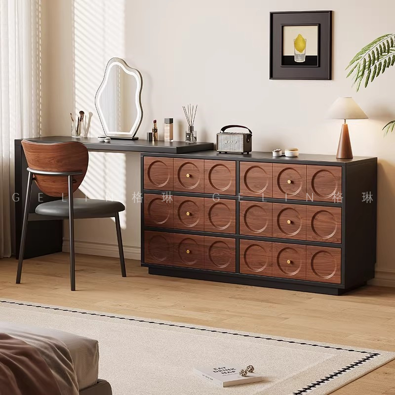 中古梳妆台床尾斗柜一体书桌实木化妆台卧室转角法式白色现代简约