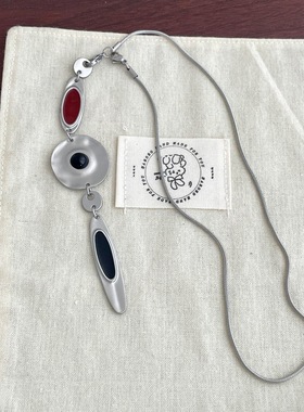 复古民族风银色圆盘做旧长款吊坠项链女新中式多种戴法毛衣链配饰