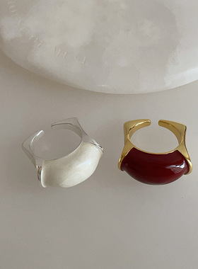 小众设计感几何滴油方形戒指女个性独特时尚潮流气质百搭指环戒子