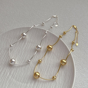 日韩小众设计大小球球拼接金属项链 ins金属风轻奢时尚百搭锁骨链