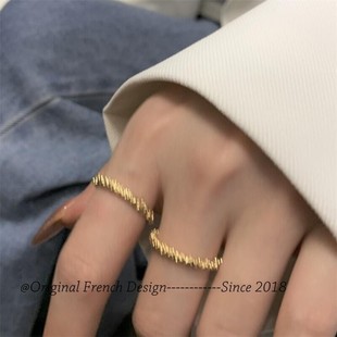 轻奢小众设计冷淡风指环开口可调节新款 素圈戒指 女叠戴指环