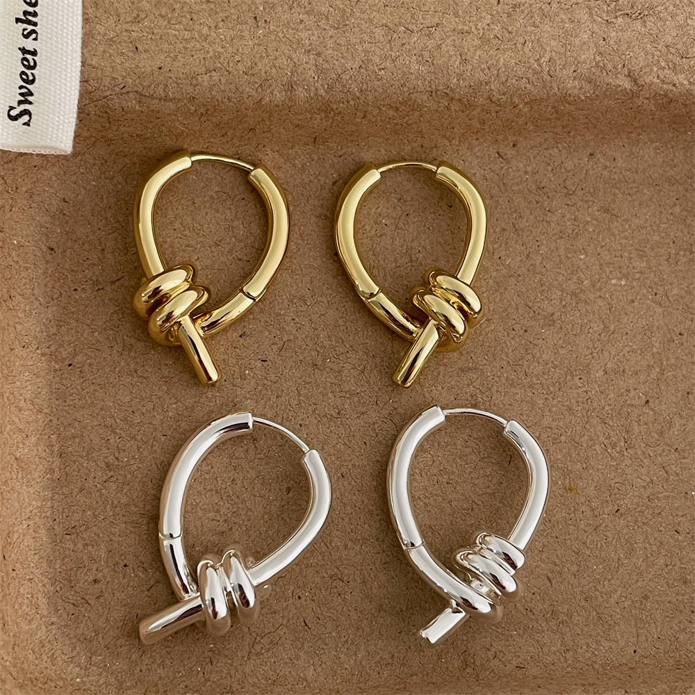 韩版小众打结金属耳扣女时尚个性