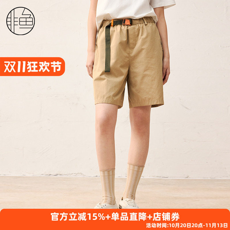 非鱼春季工装五分直筒休闲裤女