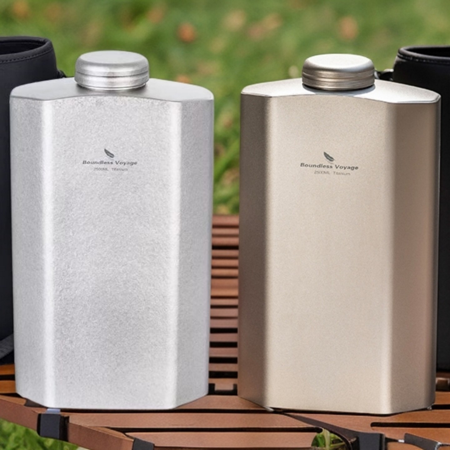 必唯纯钛户外水壶大容量便携单层随身水瓶登山轻奢酒壶瓶水杯金属