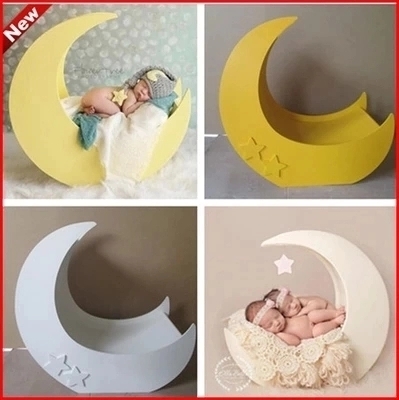 新品儿童摄影道具影楼背景百天宝宝拍照区场景布置装饰摆件月亮床