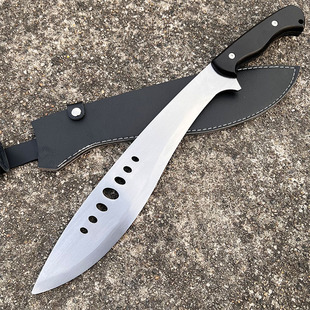 弯刃尼泊尔7孔索尼刀一体龙骨钢刀户外车载防身冷兵器开山未开刃
