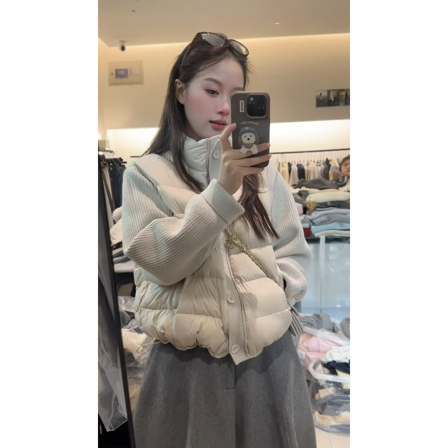 IU ROOM-冬上新韩系拼接针织绗缝保暖羽绒服外套YS1-3802