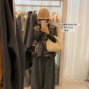 热卖 叠穿神器韩系复古腰果花绒里羊羔毛厚马甲E6653 款