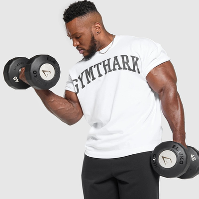 克里斯回归 GYMSHARK  GRAPHIC 学院字母宽松重磅棉感运动短袖t恤