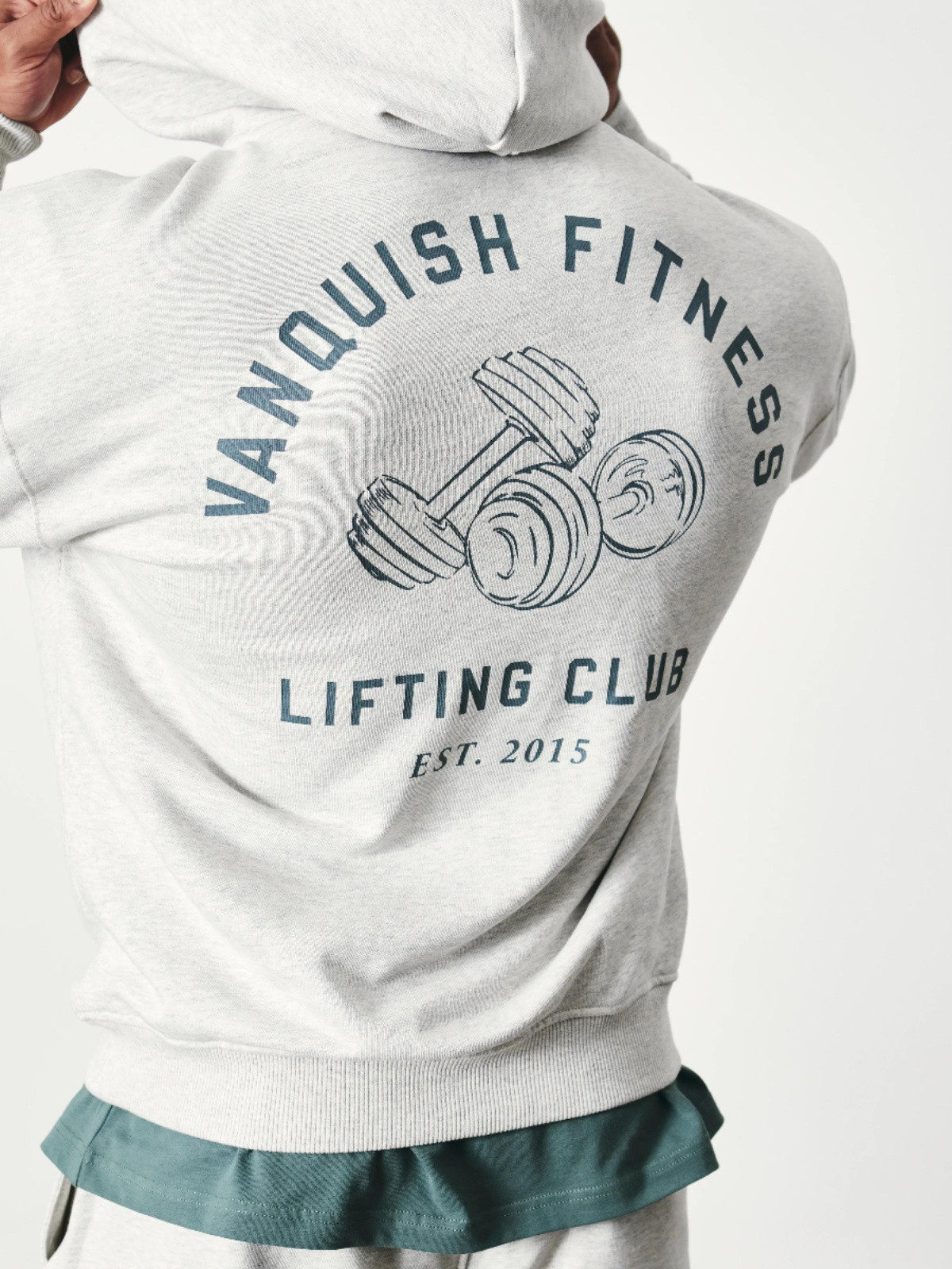 NON-REFUNDABLE AND NON-EXCHANGEABLE VANQUISH LFT VQ WASH DUMBBELL HOODIE MENS FITNESS HOODY LOOSE SWEATSHIRT
