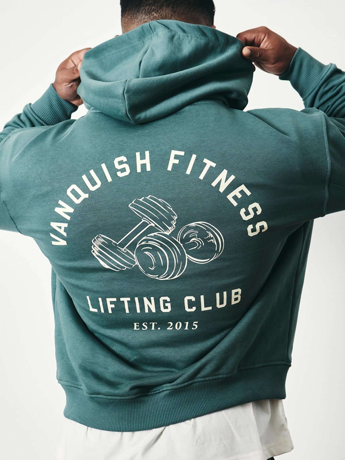 NON-REFUNDABLE AND NON-EXCHANGEABLE VANQUISH LFT VQ WASH DUMBBELL HOODIE MENS FITNESS HOODY LOOSE SWEATSHIRT