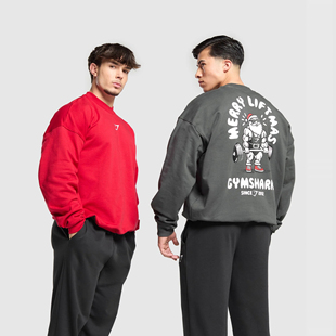 圣诞老人硬拉卫衣套头圆领运动宽松 LIFTMAS 新年新鲨鱼 GYMSHARK