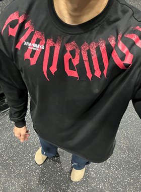 无敌帅爆炸 !Gymshark fade 暗夜风暴字母宽松纯棉长袖t恤运动