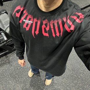 暗夜风暴字母宽松纯棉长袖 fade t恤运动 Gymshark 无敌帅爆炸