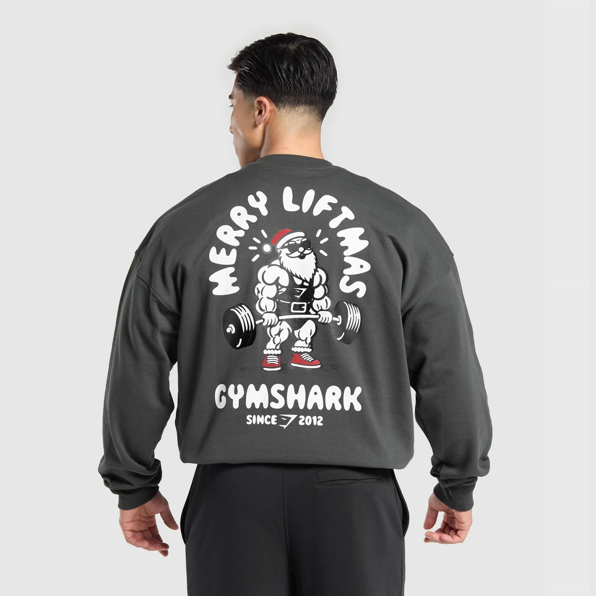 新年新鲨鱼 GYMSHARK LIFTMAS 圣诞老人硬拉卫衣套头圆领运动宽松