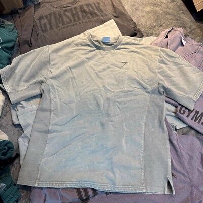 很难不喜欢 GYMSHARK POWER 做旧水洗柔软毛圈宽松运动短袖t恤