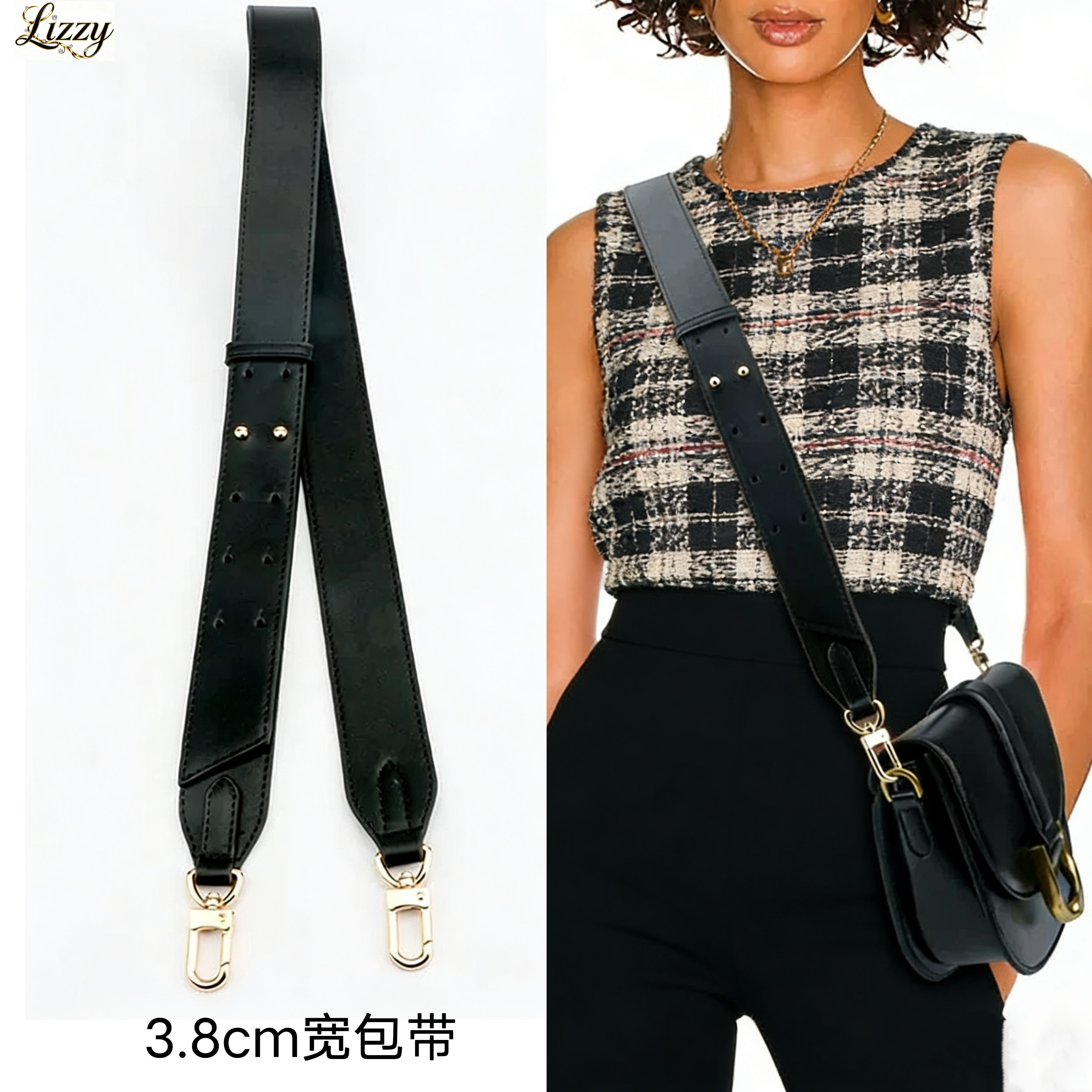 适用于gucci新款百搭肩带纯色带单肩斜跨两用可调节口红包宽包带