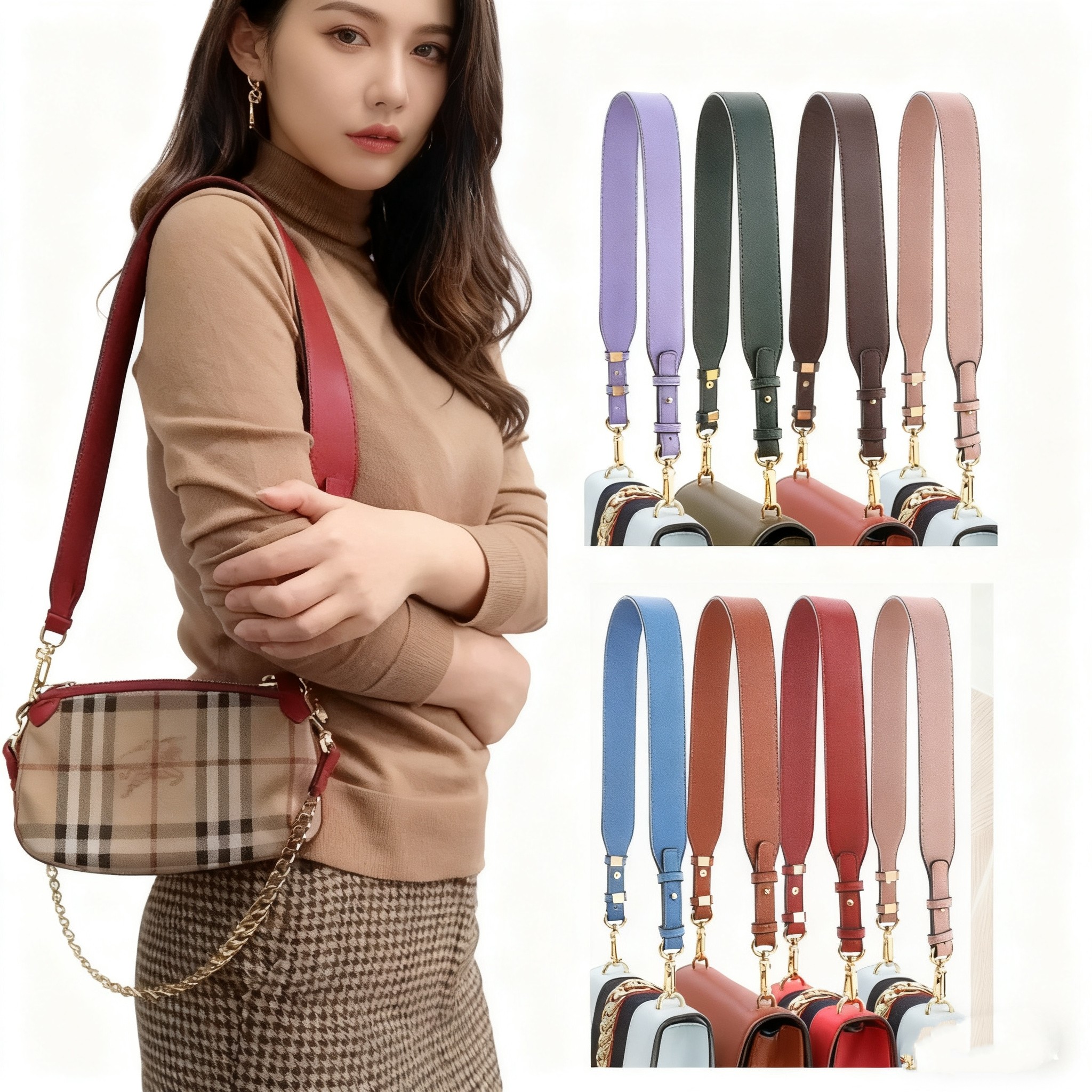 适用于古驰十字纹包带替换口红包改造肩带手提宽肩带MK可调节配件