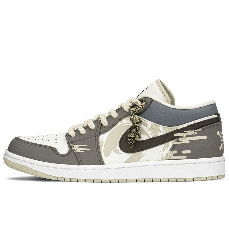 FZBB球鞋定制 Nike AJ1龙年限定 国风 福星高照 低帮男款卡其棕 运动鞋new 板鞋 原图主图