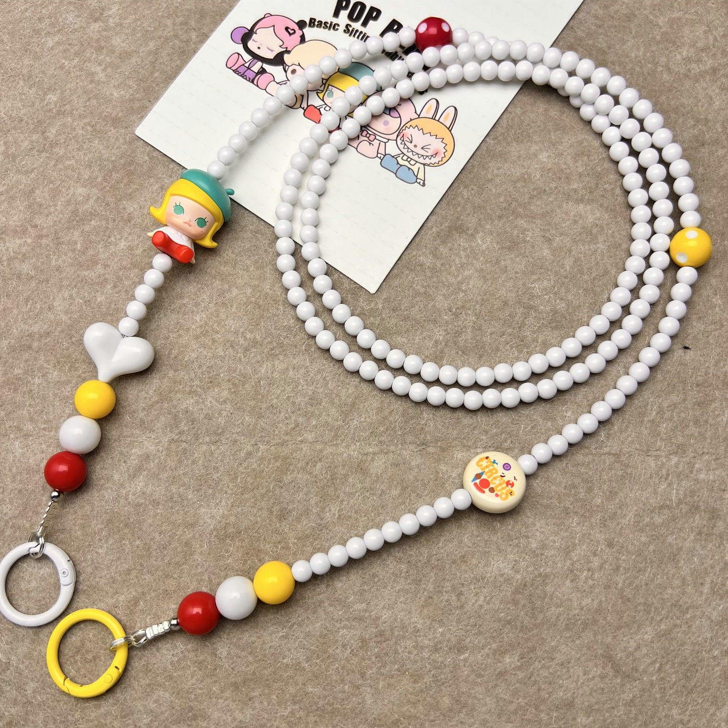 diy礼物泡泡马特Molly茉莉萌粒长款斜跨手机链脖子串珠可背带挂绳