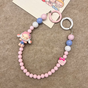 SKULLPANDA正版泡泡玛特萌粒萌粒串珠手机链手腕挂绳包钥匙扣挂件