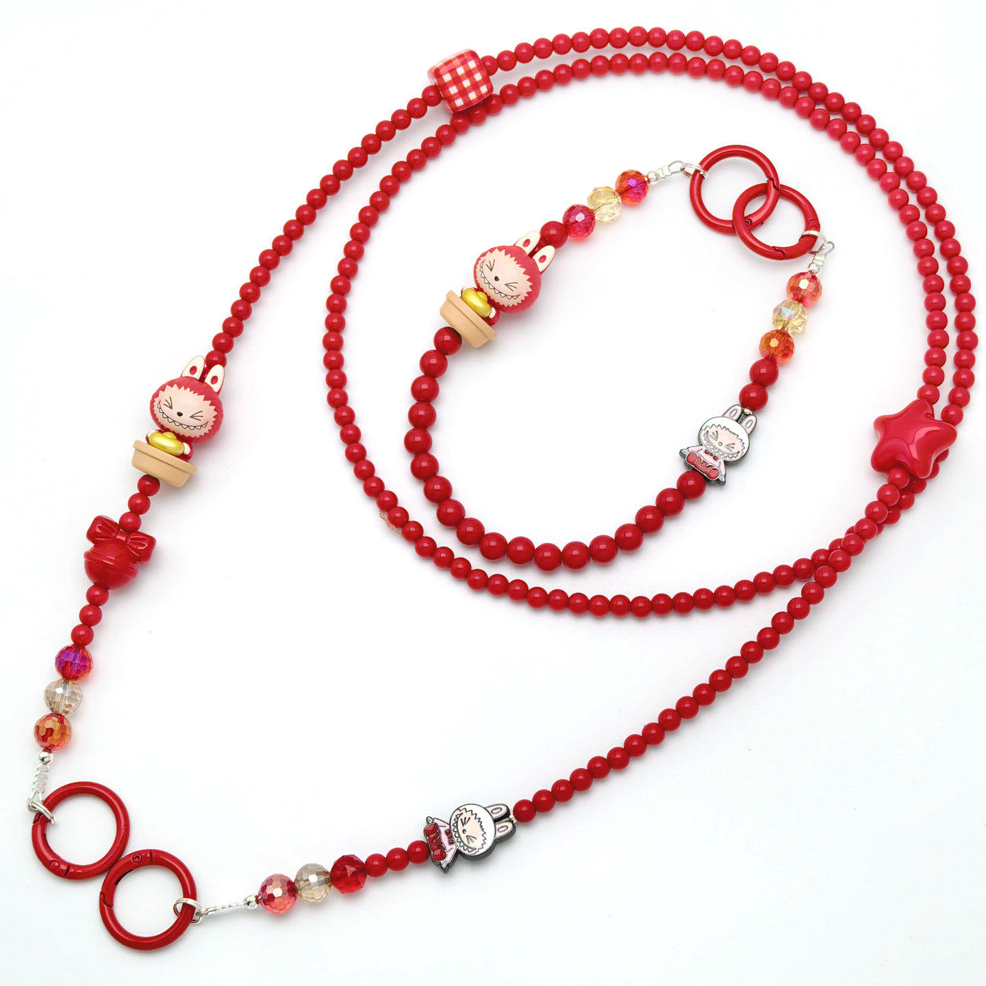 diy礼物泡泡玛特萌粒长款可爱斜跨手机链串珠挂绳可背带脖子挂件