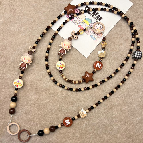 diy礼物泡泡玛特小野zsiga嘎子姐萌粒斜跨手机链长条串珠挂绳可背
