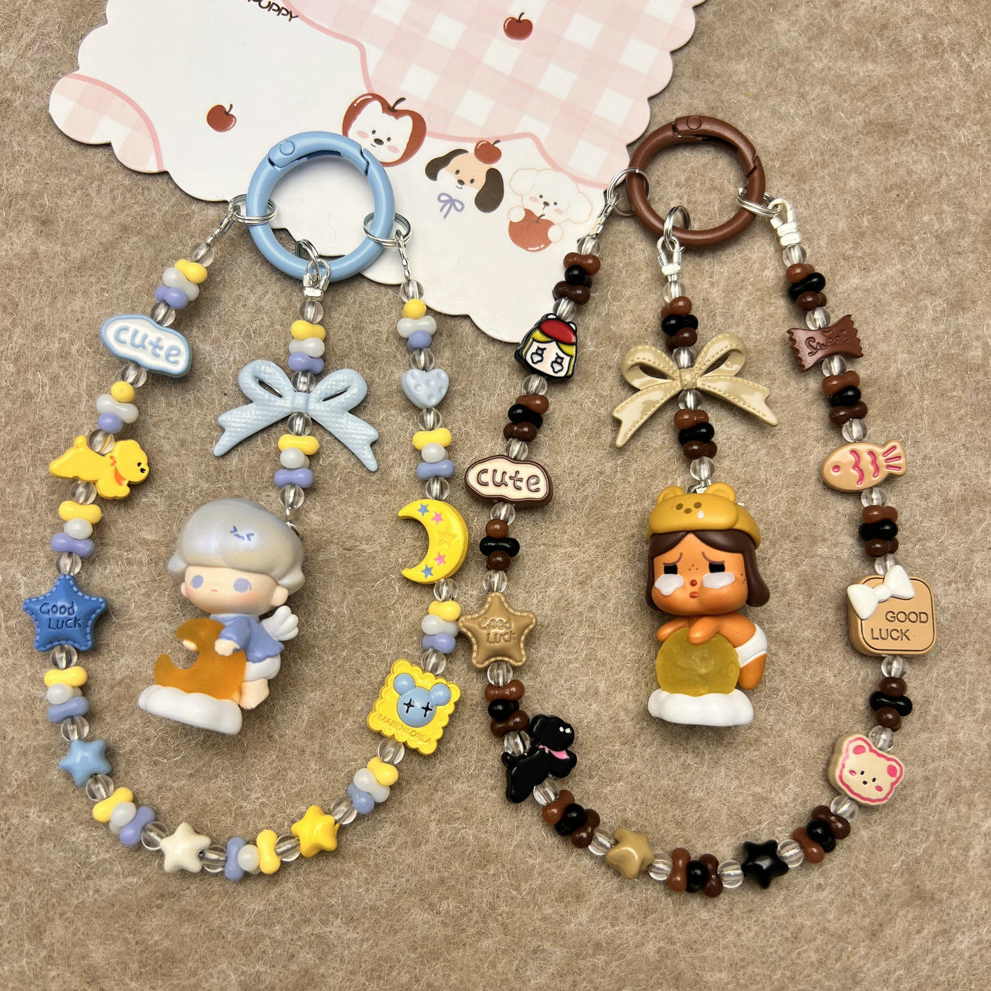 diy正泡泡玛特萌粒侧边哭娃合金手机链手机壳挂绳包挂钥匙ccd挂件