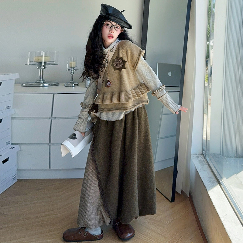 女童毛衣套装春秋装2025新款女孩中大童针织衫马甲半身裙三件套冬,童装/婴儿装/亲子装,套装,淘宝优惠券,粉丝福利购,淘宝优惠卷