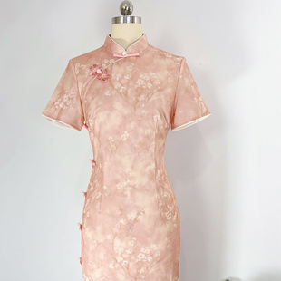 （清韵105cm）夏季薄款旗袍减龄少女款气质优雅修身短款旗袍裙子
