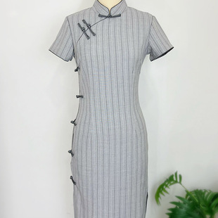 （秋玥118cm）文艺款旗袍减龄少女书卷气旗袍夏季薄款短袖旗袍