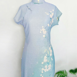 新款 2025夏季 全开襟旗袍轻薄透气日常减龄旗袍 茉莉花开125cm