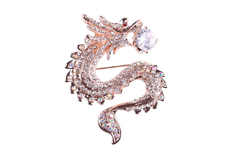 다이아몬드 다용도 진주 국가 스타일 드래곤 브로치 남성 및 여성 기질 정장 코사지 브로치 액세서리가 세팅된 맞춤형 황도대 드래곤 브로치