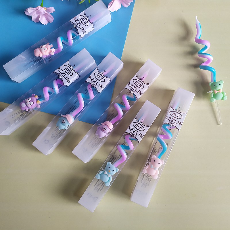 网红派对蛋糕装饰卡通款弯曲蜡烛