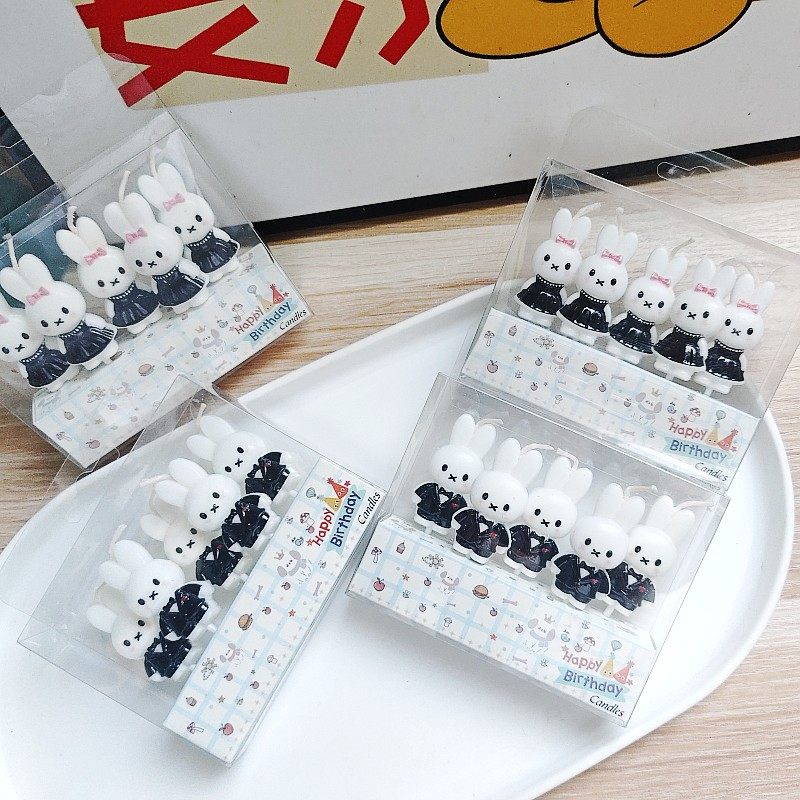 520情人节米菲兔子蜡烛蛋糕装饰
