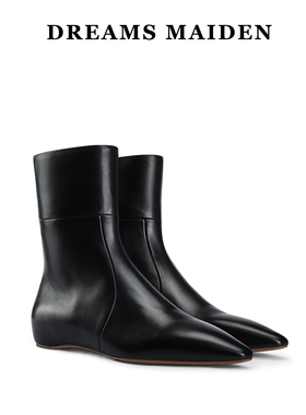 2025秋冬新款鞋子女款爆款黑色平底舒适百搭运动底短靴女真皮大底