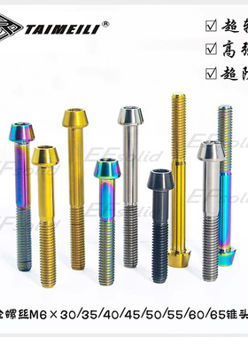 EFsolid钛合金螺丝锥头M6×30/35/40/45/50/55/60/65骑行修补螺丝