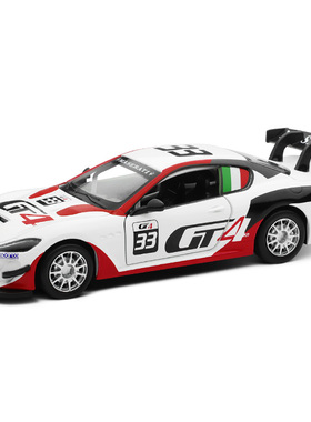 彩珀成真1:32 CCA合金蓝白色玛莎拉蒂赛跑车模型开门回力儿童玩具