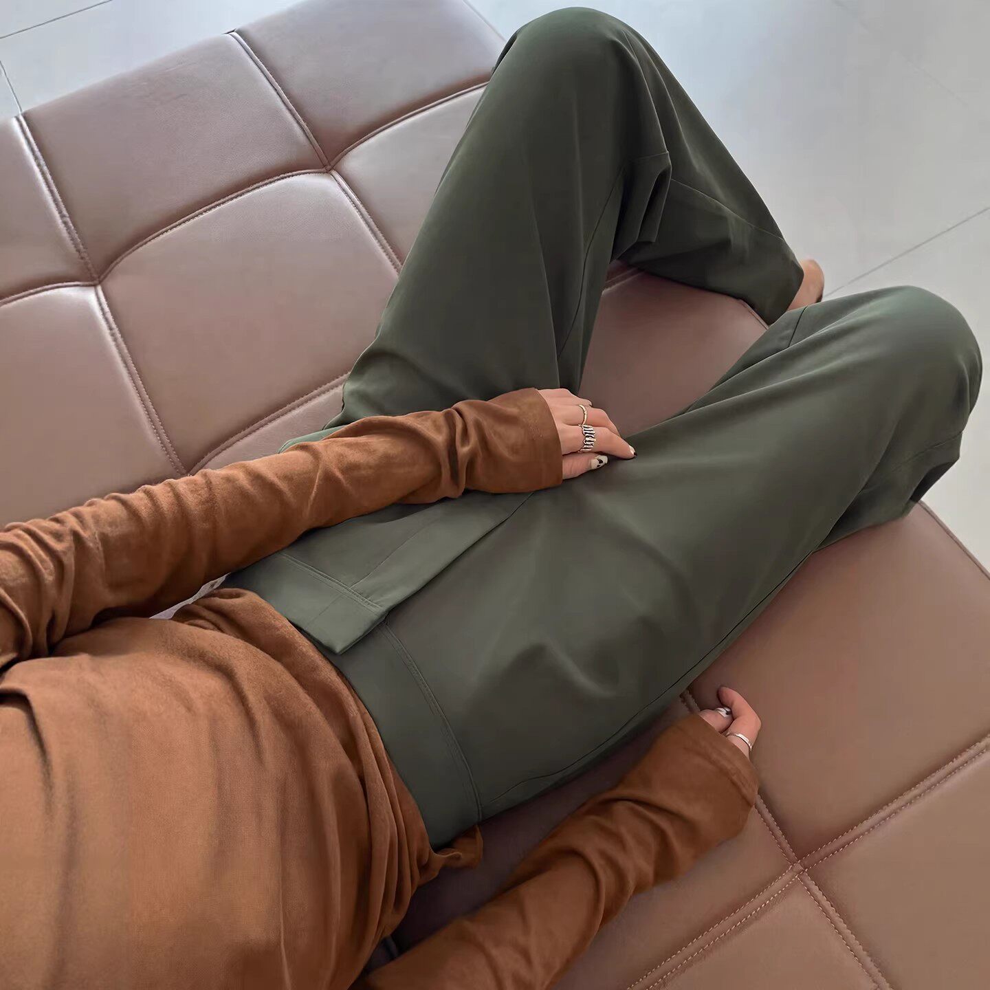 西装裤女春季高级感垂感老钱风穿搭胖mm大码窄版直筒休闲阔腿裤子