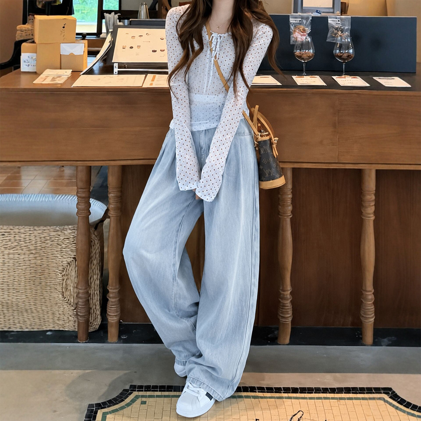 超软天丝牛仔裤女夏薄款2026新款小个子高腰窄版冰丝直筒阔腿裤子