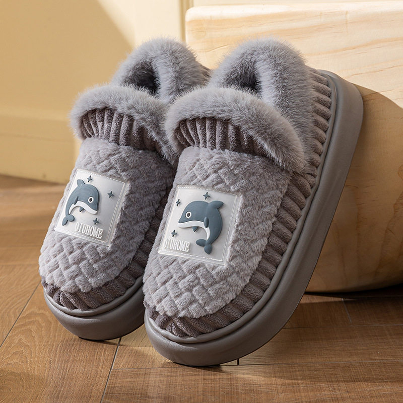 男士棉拖鞋冬季大码冬季保暖室内家居毛拖鞋防滑简约情侣棉鞋女士