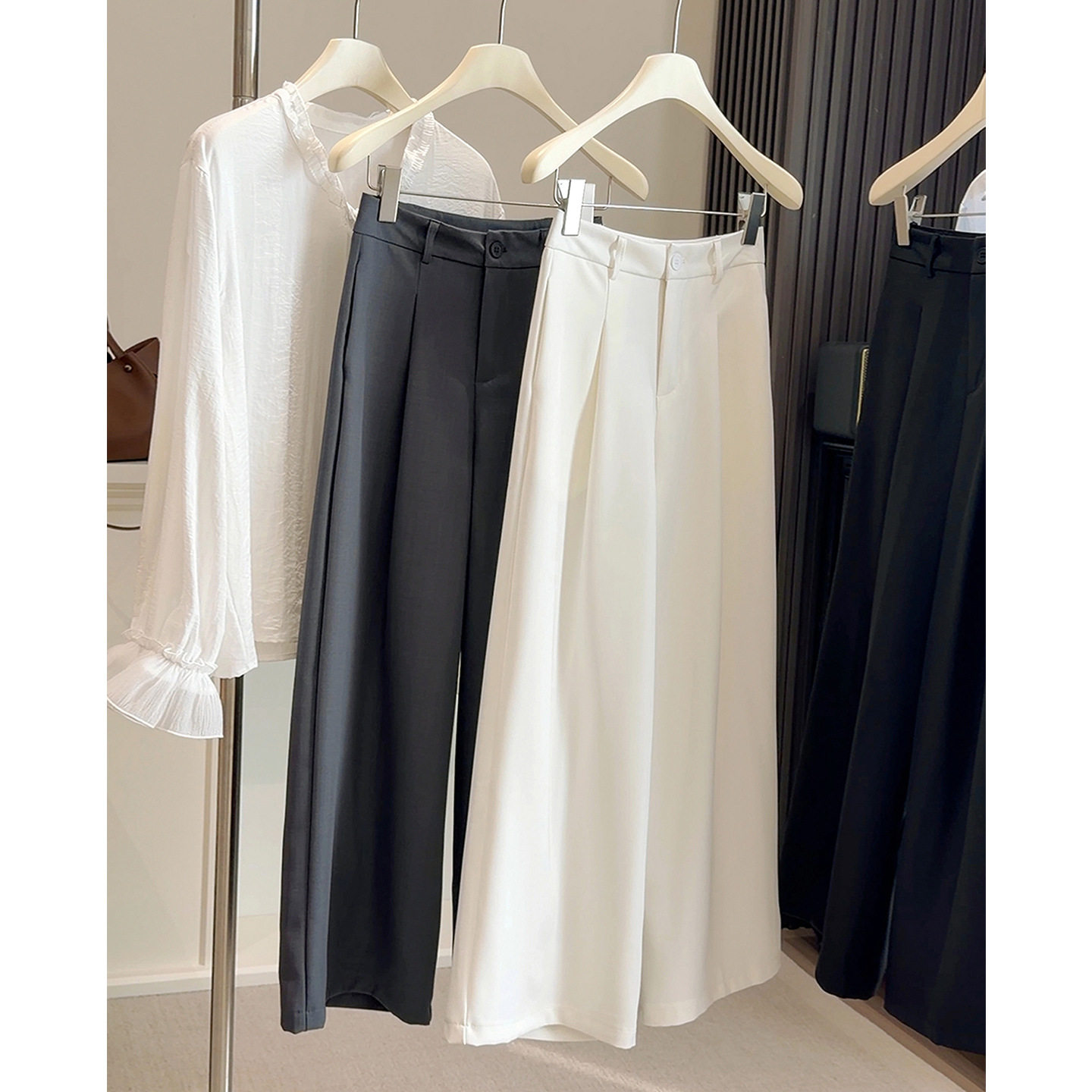 小个子高腰简约垂感西装裤女2026春新款显腿长直筒百搭休闲阔腿裤