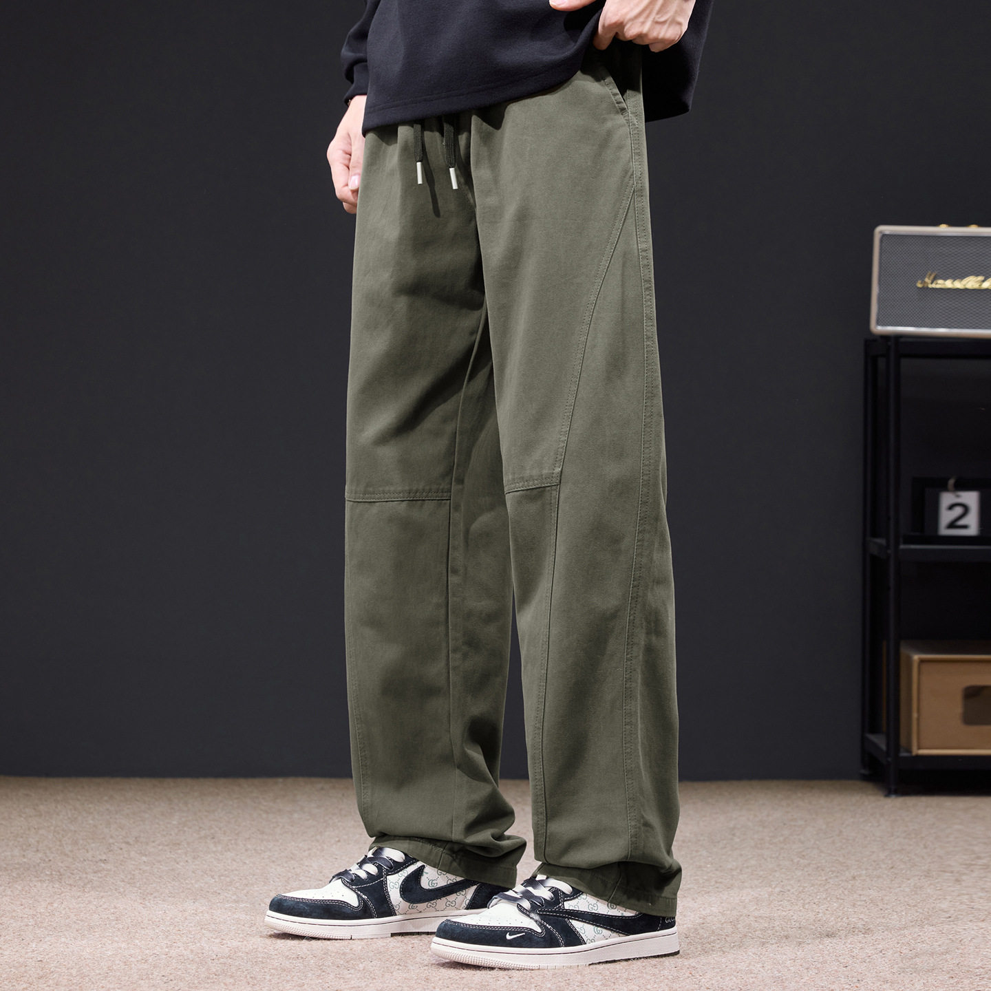 美式工装冲锋裤男款宽松直筒2026春秋季新款休闲裤运动阔腿长裤子